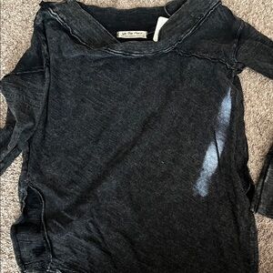 Black Distressed Long Sleeve Top